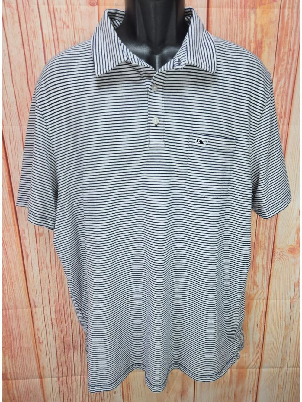 Vineyard Vines Edgartown Mens Striped Navy Polo XL
